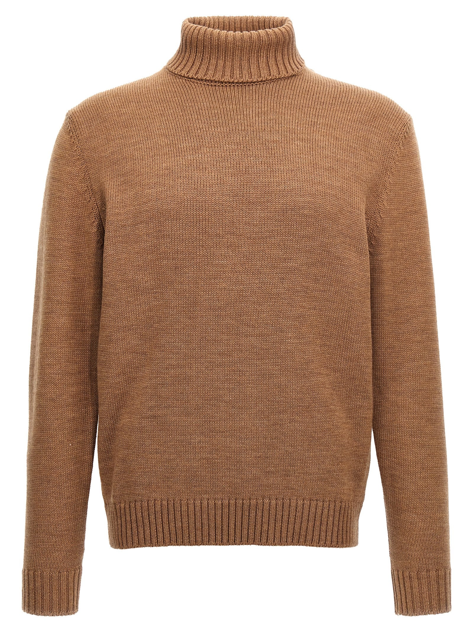 Cardigan by ZANONE for men in virgin wool brown showcases a luxurious silhouette, meticulously detailed with a sophisticated turtle neckline and for a refined finish.