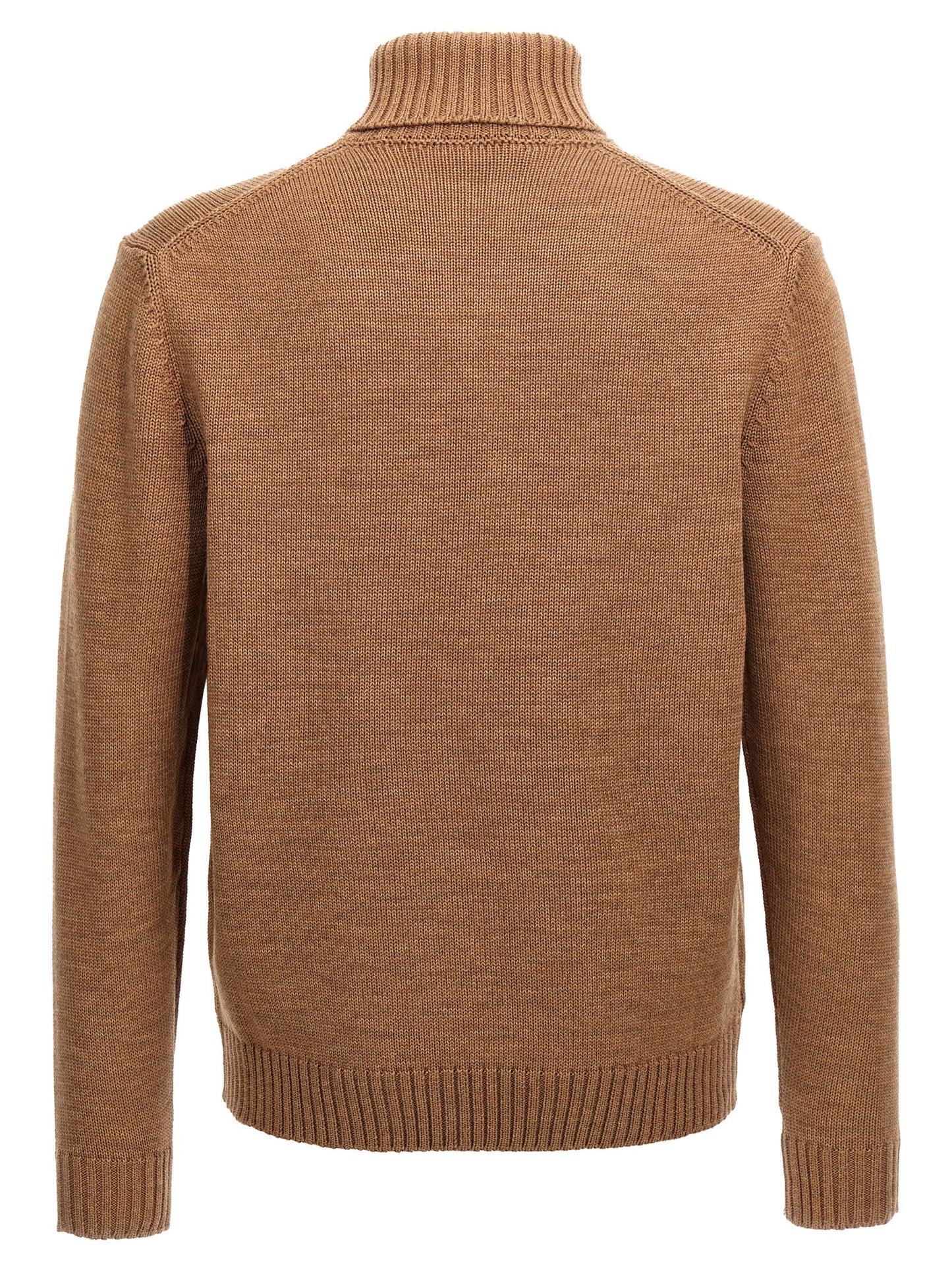Cardigan by ZANONE for men in virgin wool brown presents a textural silhouette, artfully finished with a textural turtle neckline and for a sophisticated, textural look.