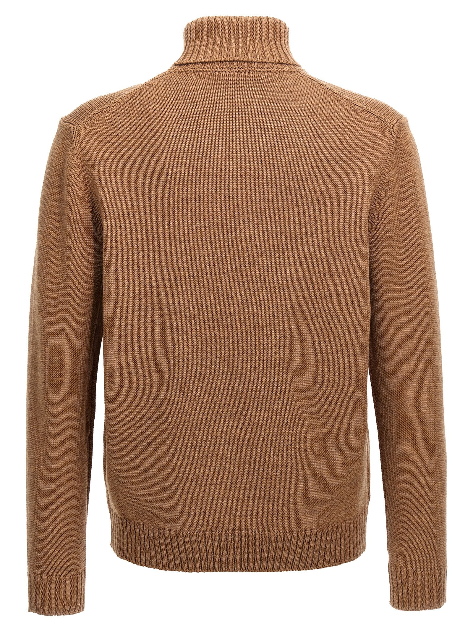 Cardigan by ZANONE for men in virgin wool brown presents a textural silhouette, artfully finished with a textural turtle neckline and for a sophisticated, textural look.