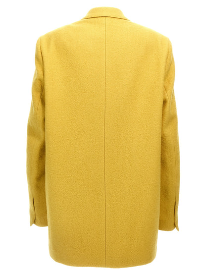 Blazer by Dries Van Noten for women in wool bicolour & yellow showcases a polished silhouette, highlighted by a refined and polished for a sophisticated finish.