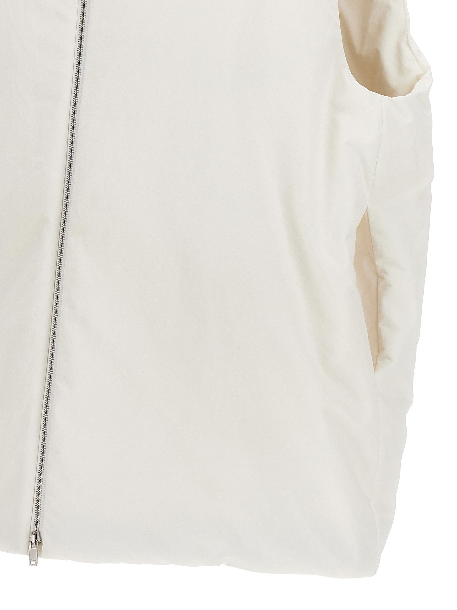 Hooded Vest by Jil Sander for men in nylon & polyester white features a enviable silhouette, elegantly detailed with a enviable and functional pockets, hooded & insulated for a enviable finish.