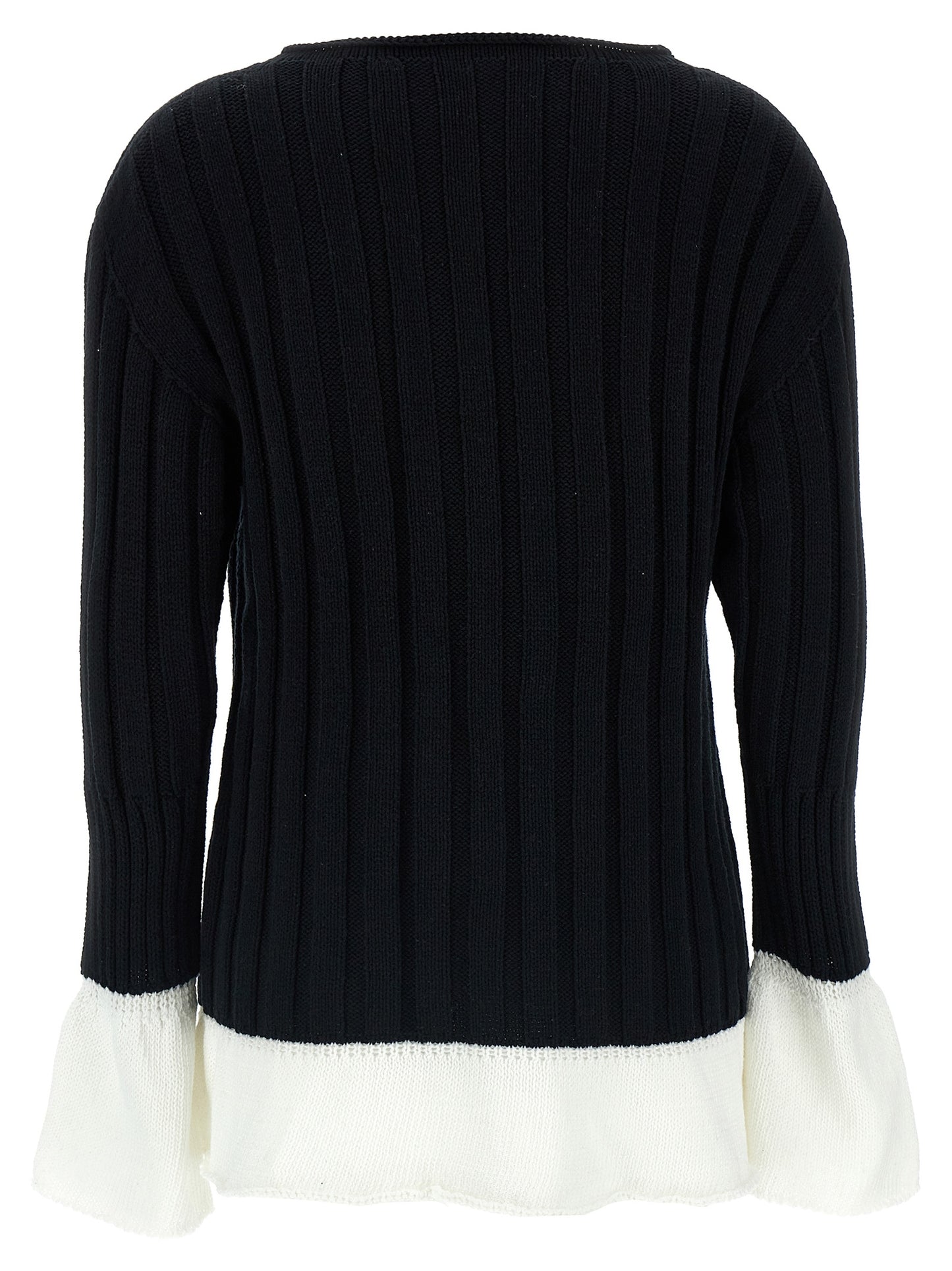 Cardigan by Issey Miyake for women in cotton bicolour, black & white showcases a captivating silhouette, artfully detailed with a captivating and round neckline for a truly sophisticated captivating look.