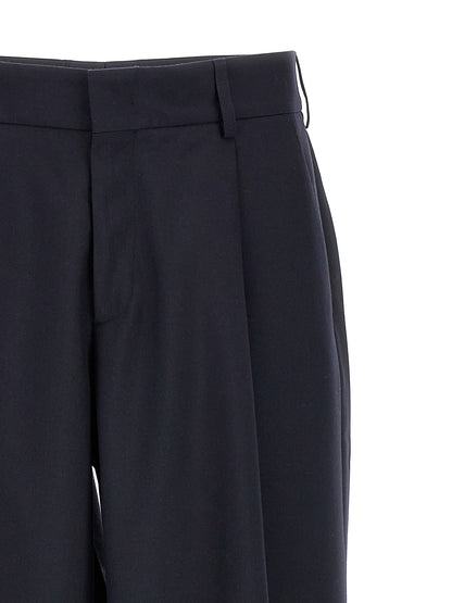 Trousers by CELLAR DOOR for men in polyester & wool blue features an on trend silhouette, showcasing a sophisticated with a long and for an on trend finish.