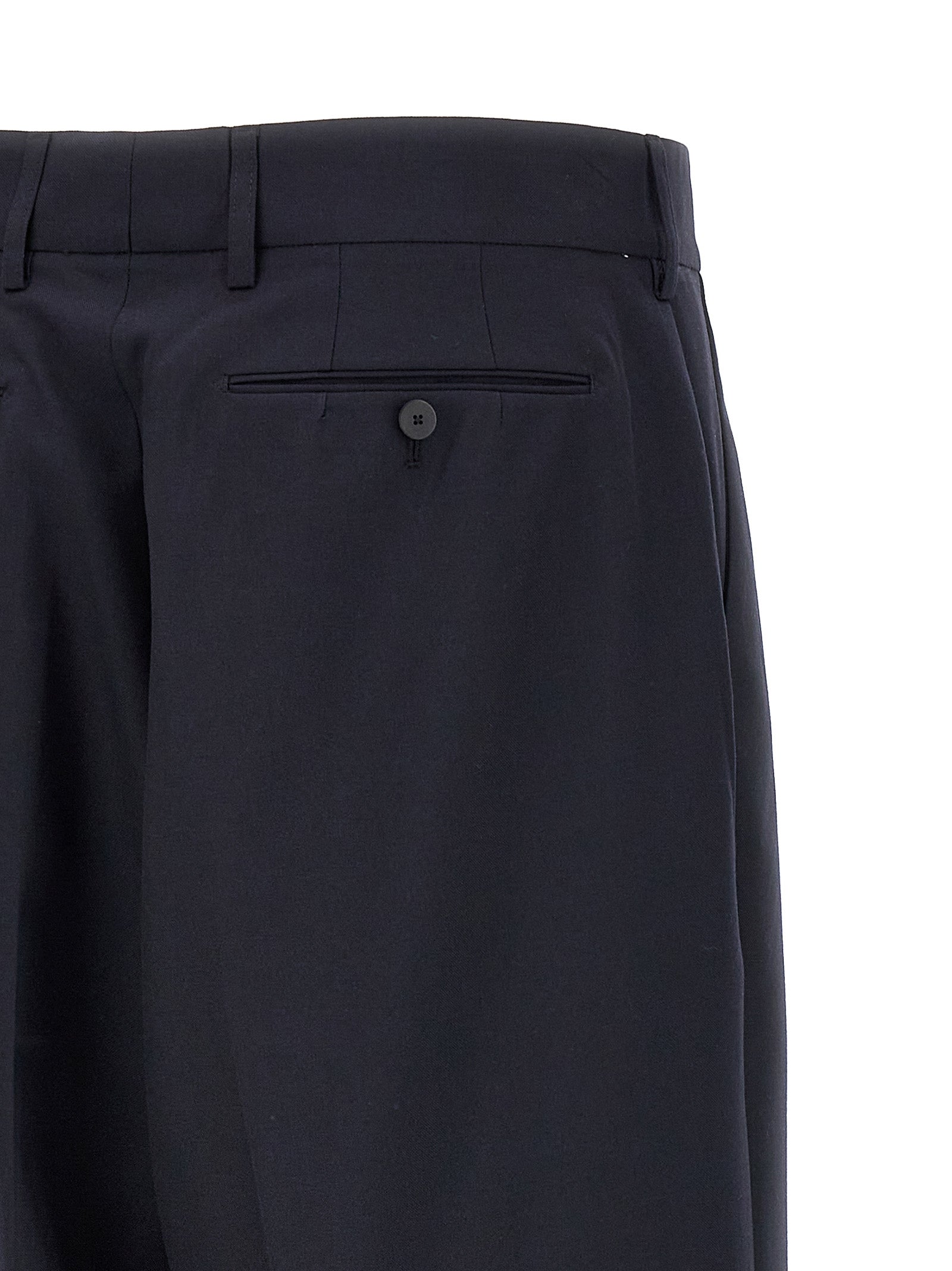 Trousers by CELLAR DOOR for men in polyester & wool blue features a tailored silhouette with a tailored , defined by its long and a sophisticated .