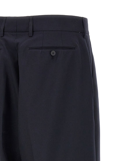 Trousers by CELLAR DOOR for men in polyester & wool blue features a tailored silhouette with a tailored , defined by its long and a sophisticated .