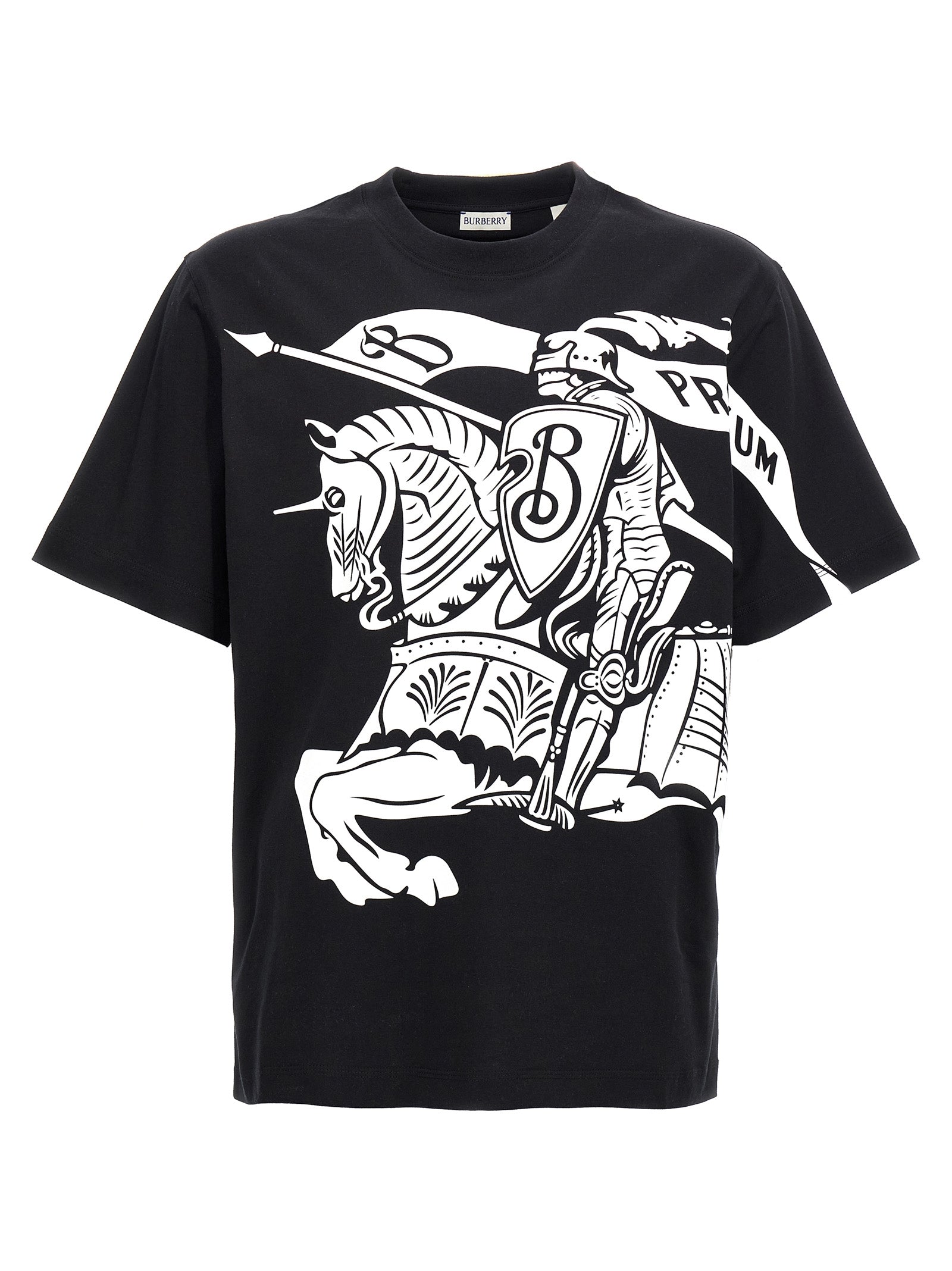 T-Shirt by Burberry for men in cotton bicolour, black, white & print features a plush silhouette, showcasing a sophisticated crew neckline and short-sleeve for a truly plush finish.