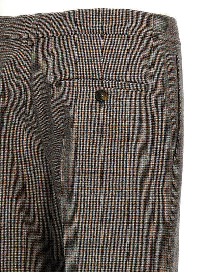 Trousers by Stella McCartney for women in wool gray & houndstooth features a artisanal silhouette, showcasing a sophisticated flared with a long and for a artisanal finish.