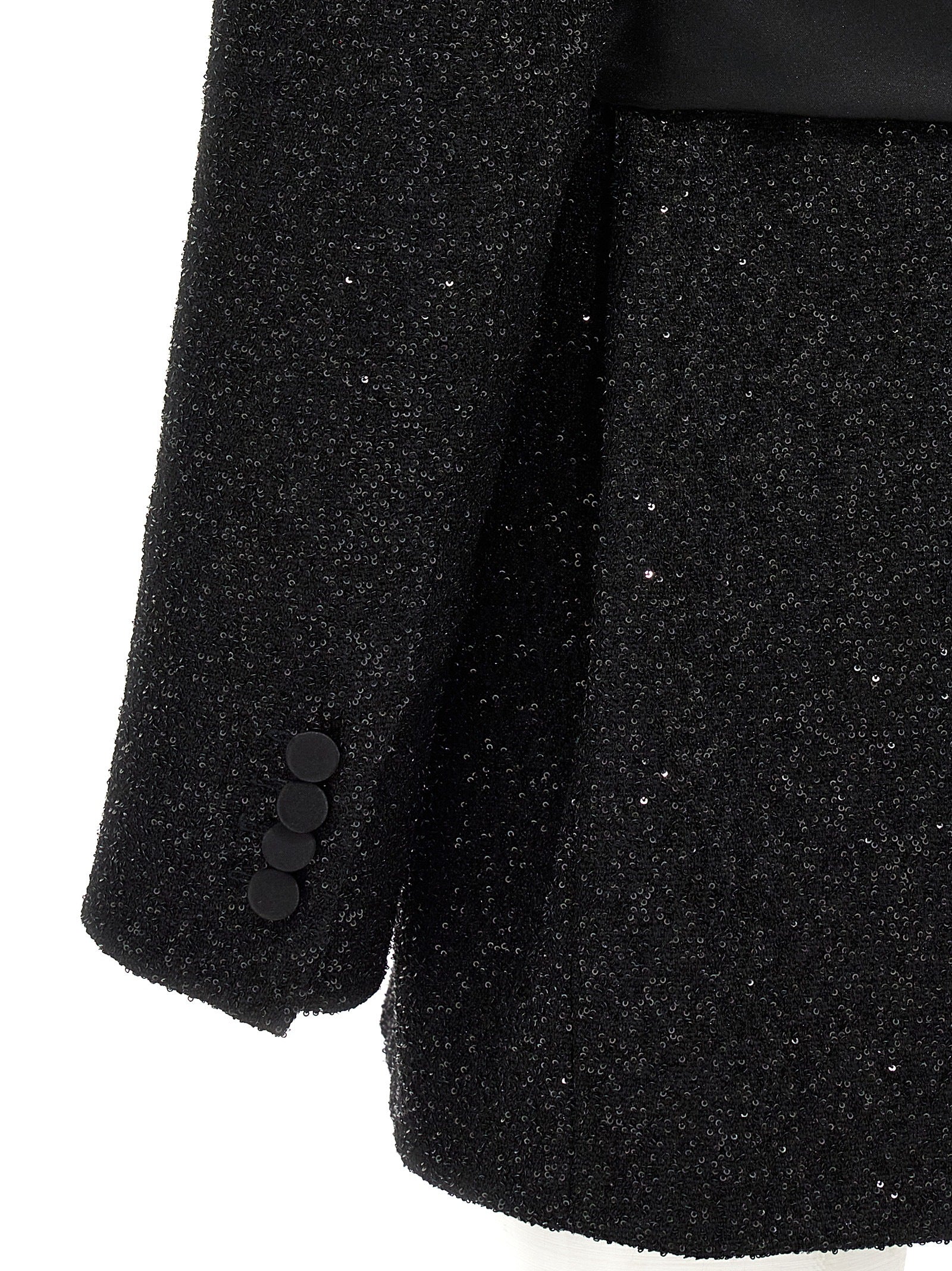 Blazer by Max Mara for women in polyamide polyester wool satin black presents a distinguished silhouette, detailed with a distinguished and distinctive for a truly sophisticated finish.