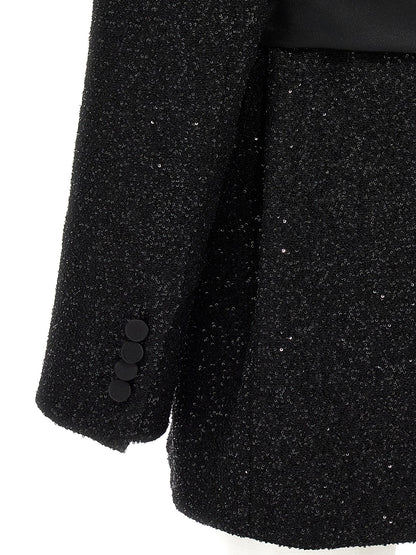 Blazer by Max Mara for women in polyamide polyester wool satin black presents a distinguished silhouette, detailed with a distinguished and distinctive for a truly sophisticated finish.