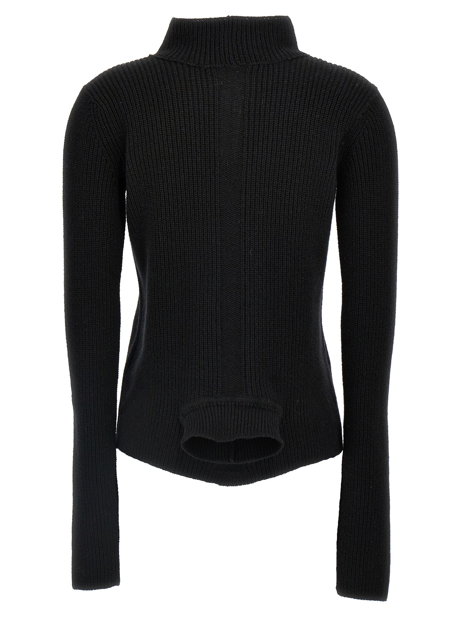 Cardigan by Rick Owens for women in cashmere black presents a textural silhouette, artfully finished with a textural and for a sophisticated, textural look.
