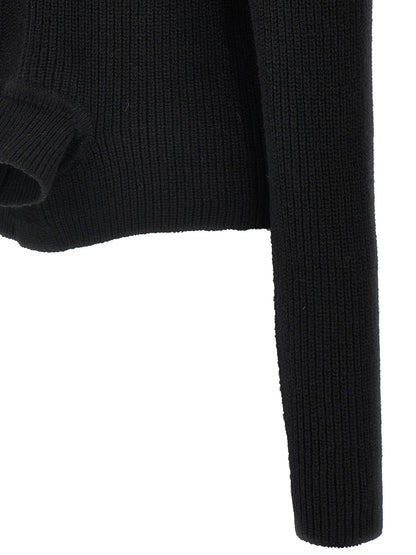Cardigan by Rick Owens for women in cashmere black features a nuanced silhouette with a refined and nuanced detailing for a sophisticated look.
