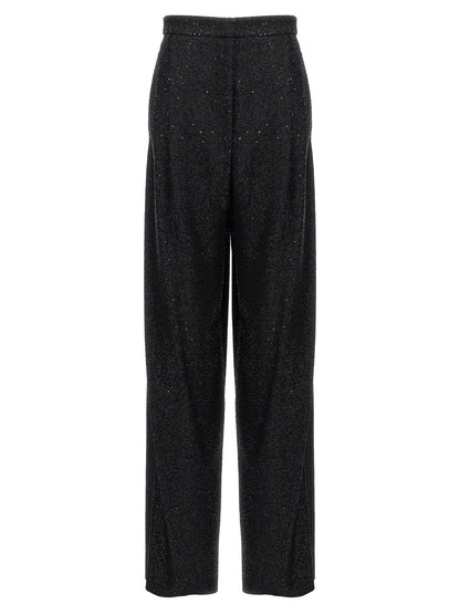 Trousers by Max Mara for women in polyester nylon wool & sequins black features an on trend silhouette, showcasing a sophisticated wide with a long and for an on trend finish.