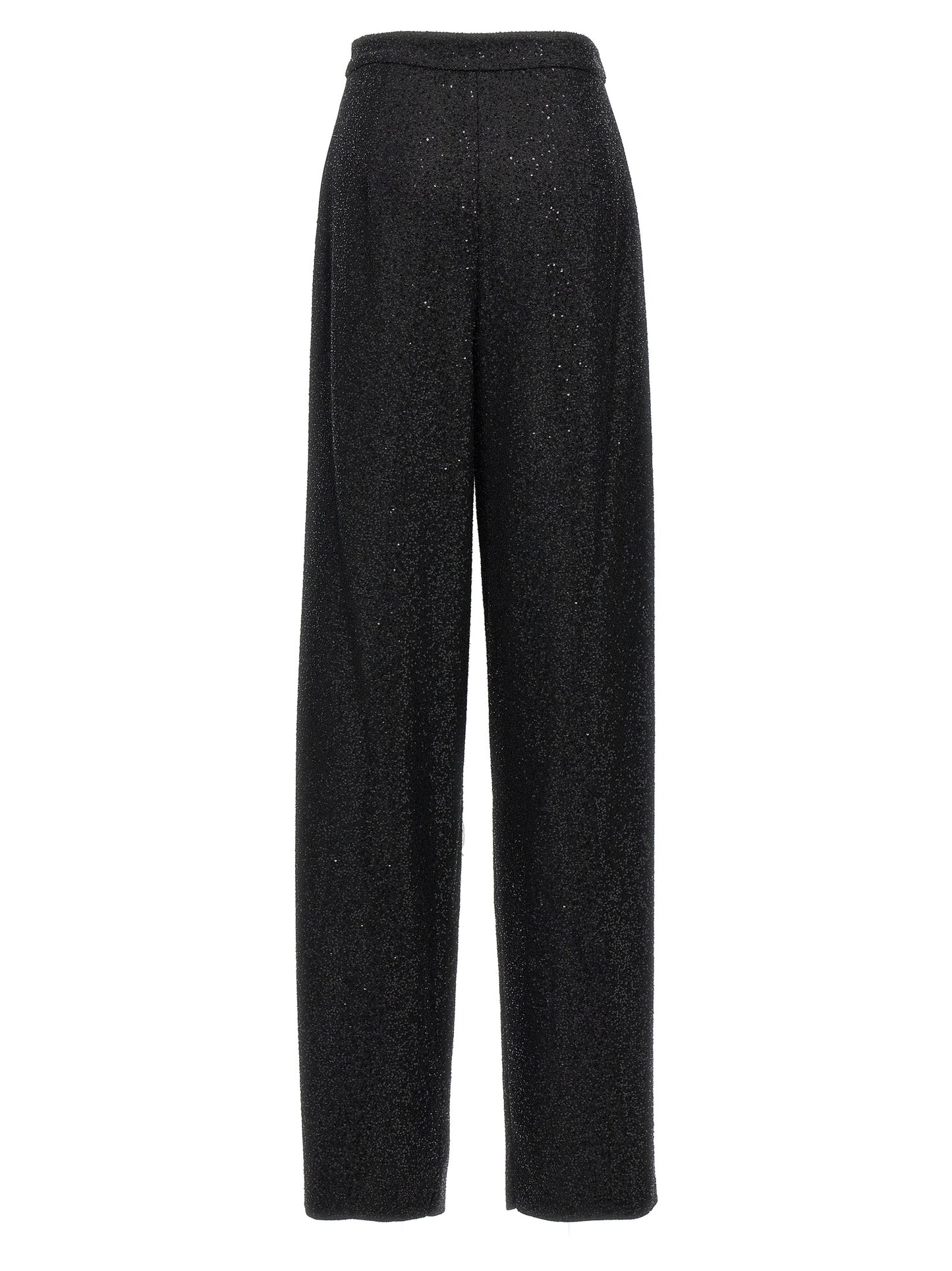 Trousers by Max Mara for women in polyester nylon wool & sequins black features a tailored silhouette with a tailored wide, defined by its long and a sophisticated .