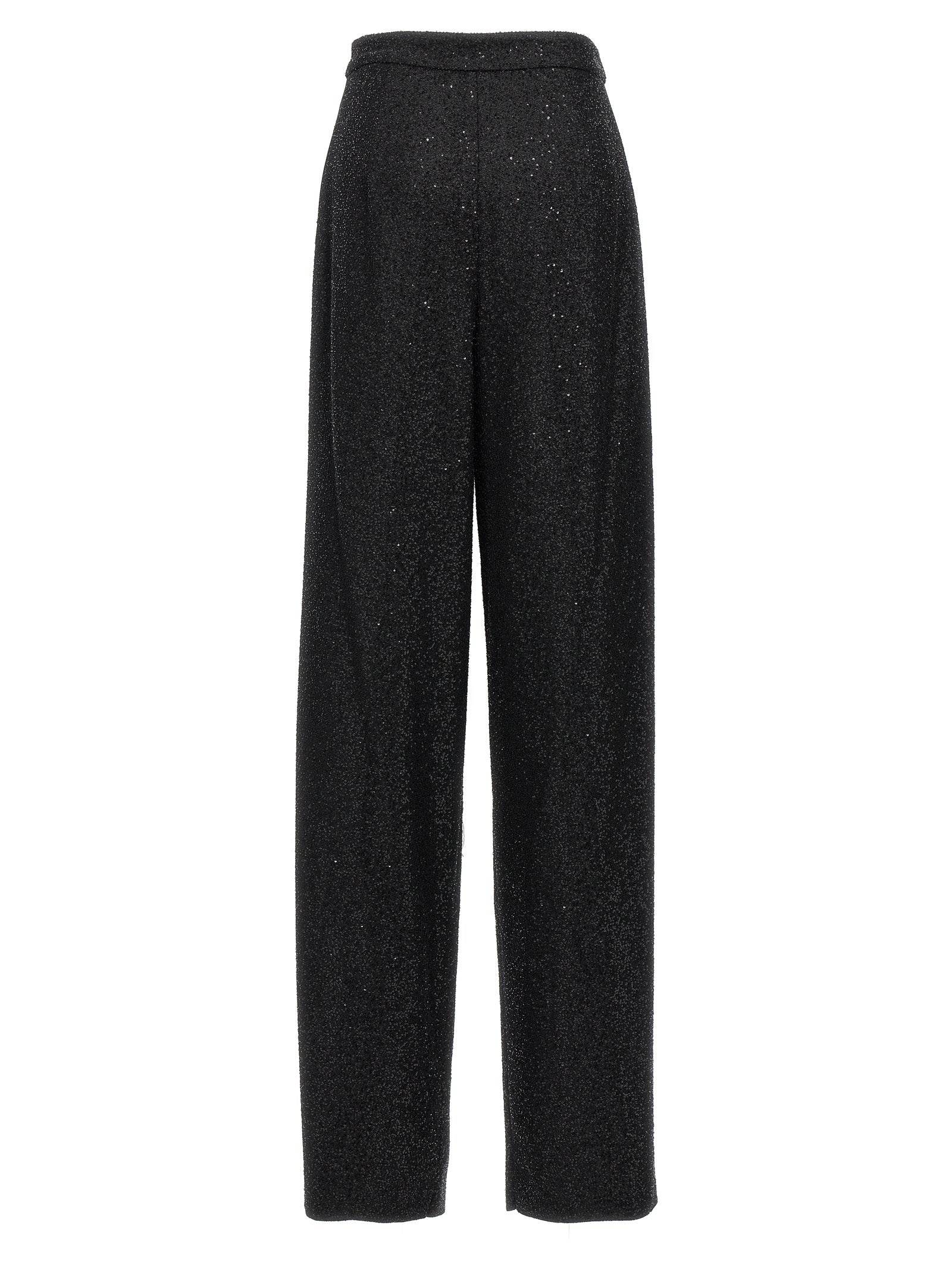 Trousers by Max Mara for women in polyester nylon wool & sequins black features a tailored silhouette with a tailored wide, defined by its long and a sophisticated .