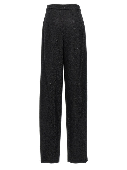 Trousers by Max Mara for women in polyester nylon wool & sequins black features a tailored silhouette with a tailored wide, defined by its long and a sophisticated .