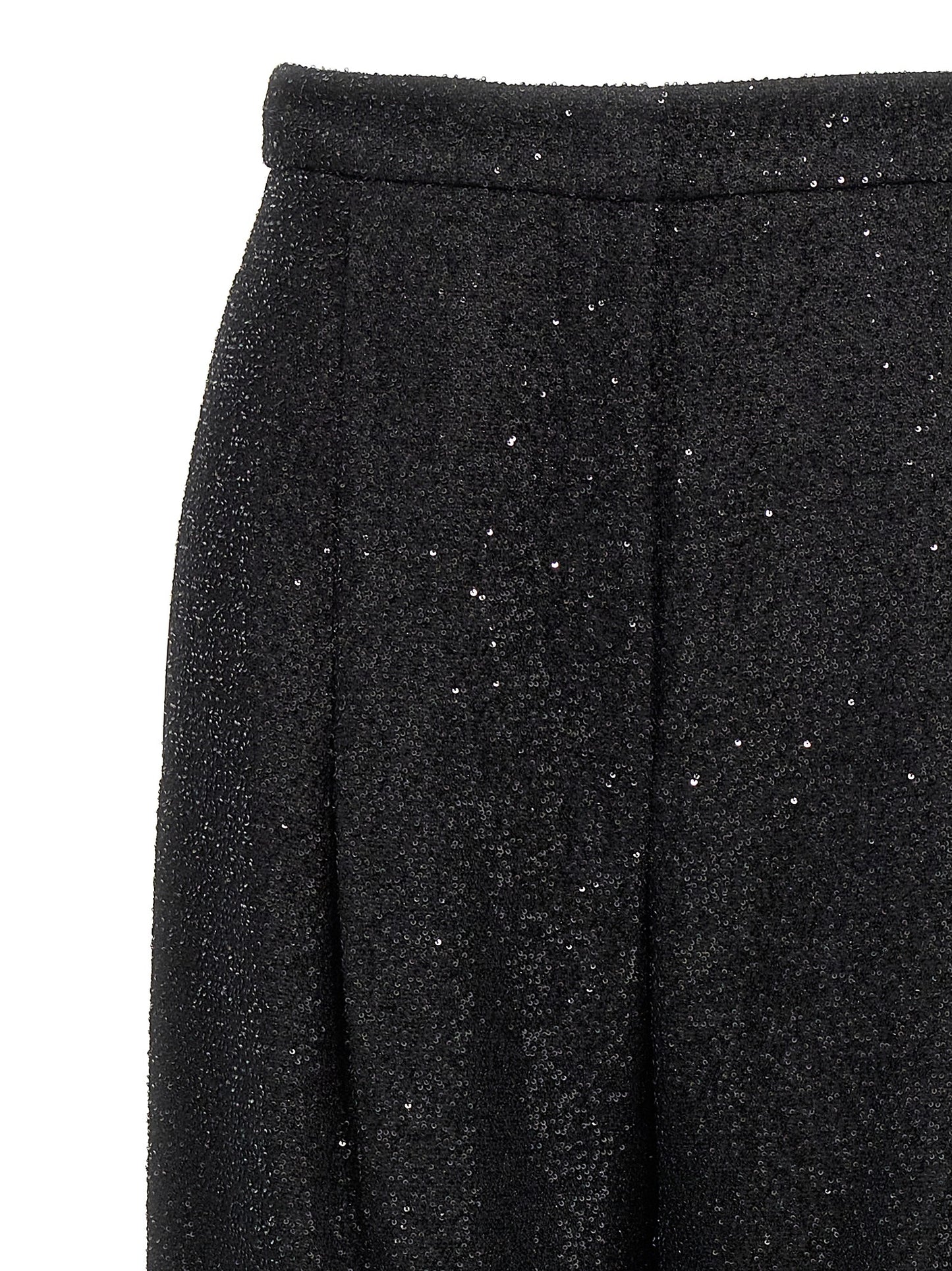 Trousers by Max Mara for women in polyester nylon wool & sequins black features a sculptural silhouette, showcasing a sculptural wide and long with a sophisticated for a sculptural finish.