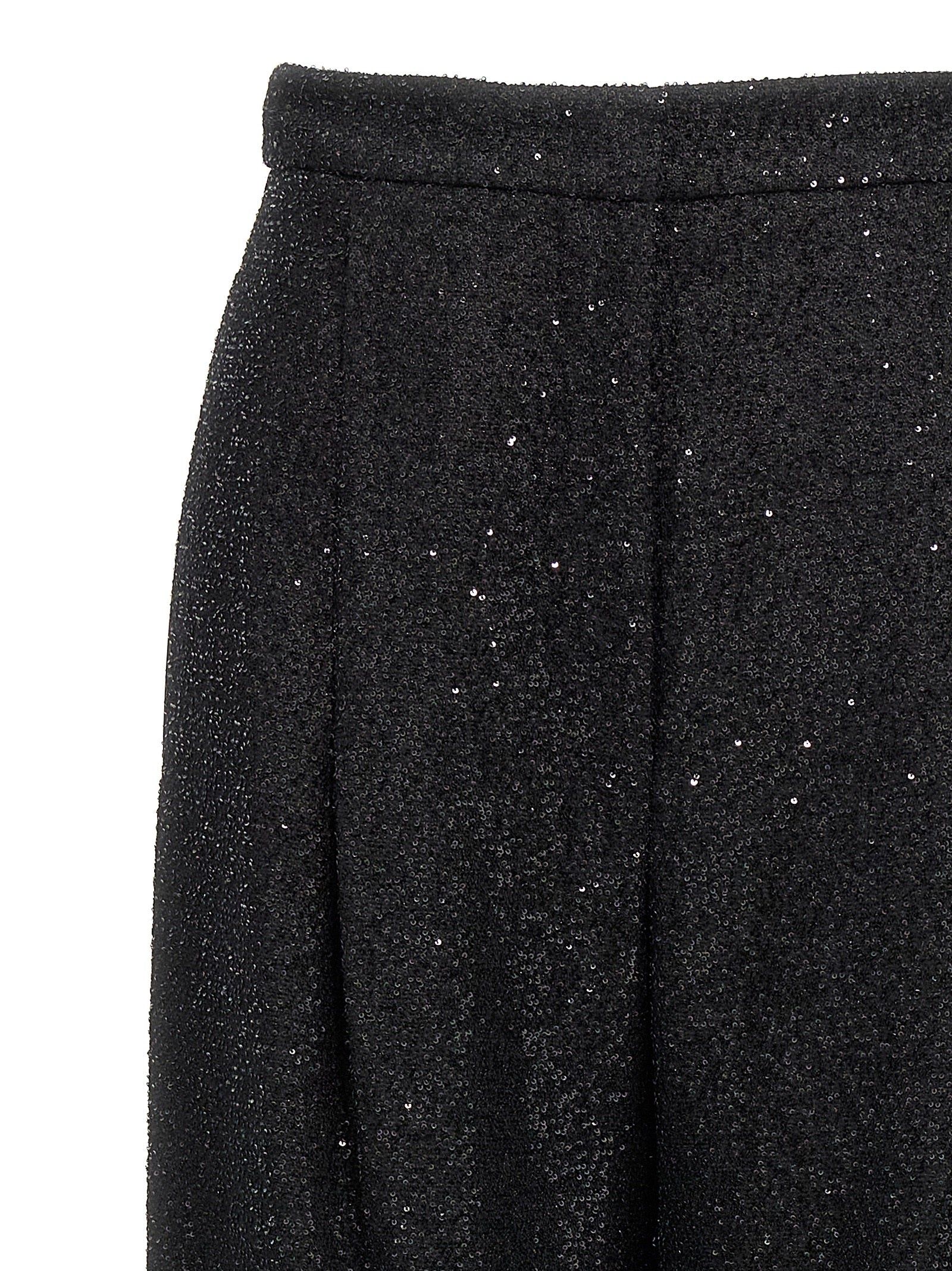 Trousers by Max Mara for women in polyester nylon wool & sequins black features a sculptural silhouette, showcasing a sculptural wide and long with a sophisticated for a sculptural finish.