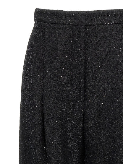 Trousers by Max Mara for women in polyester nylon wool & sequins black features a sculptural silhouette, showcasing a sculptural wide and long with a sophisticated for a sculptural finish.