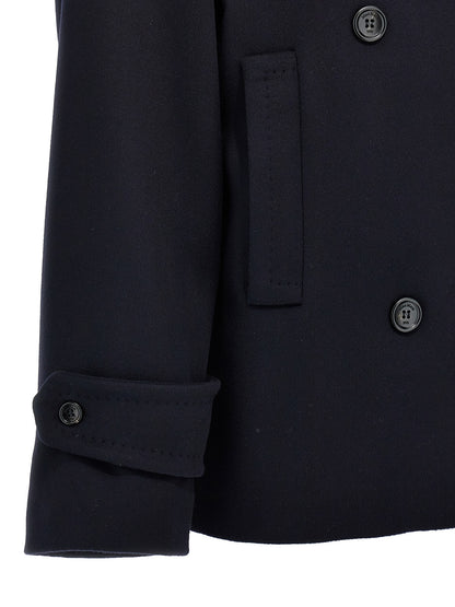 Overcoat by Max Mara for women in viscose & virgin cashmere wool blue features an satoral silhouette, showcasing a sophisticated and satoral pockets & insulated for a premium, timeless look.