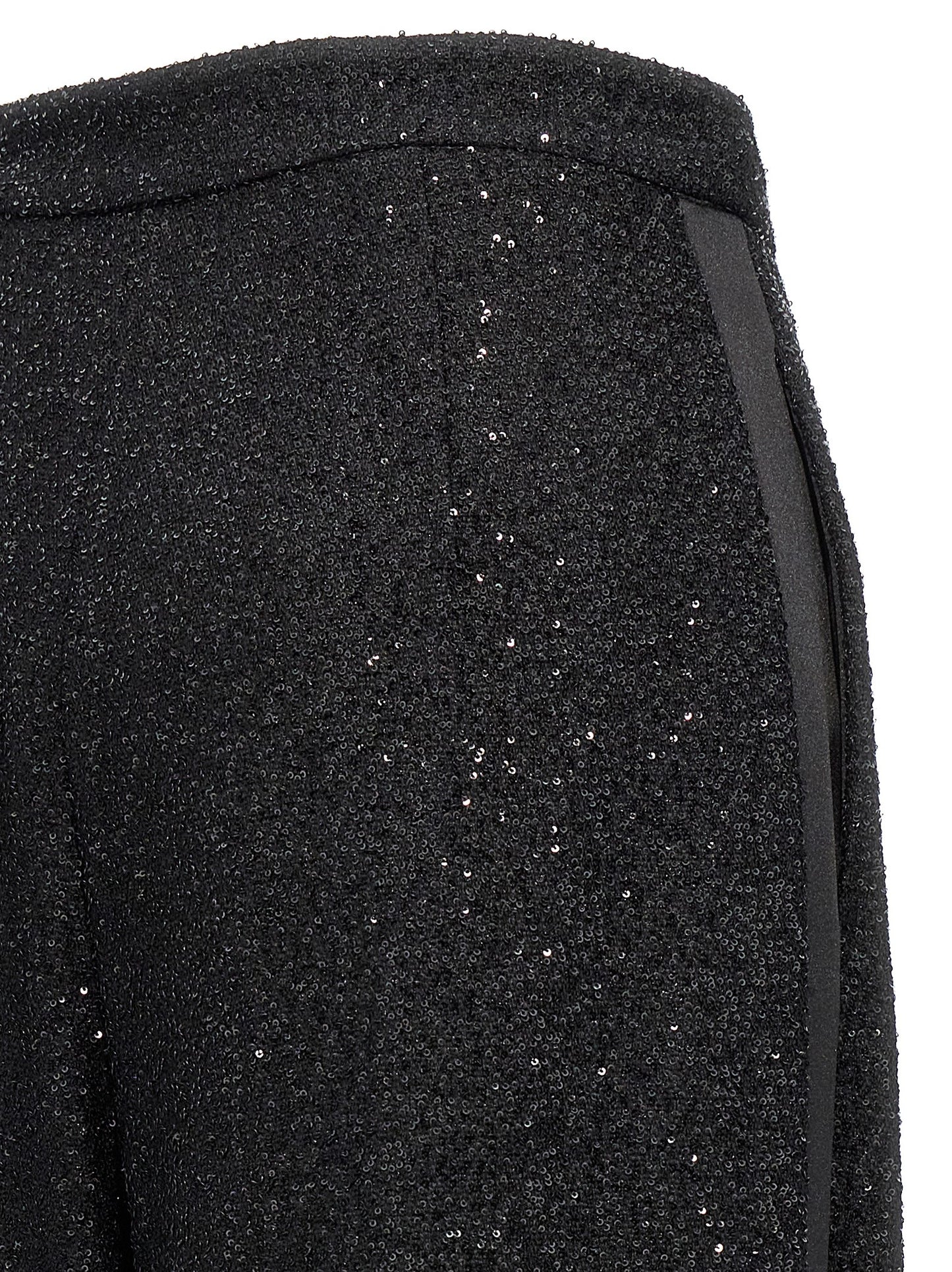 Trousers by Max Mara for women in polyester nylon wool & sequins black features a tailored silhouette with a tailored wide, defined by its long and a sophisticated .