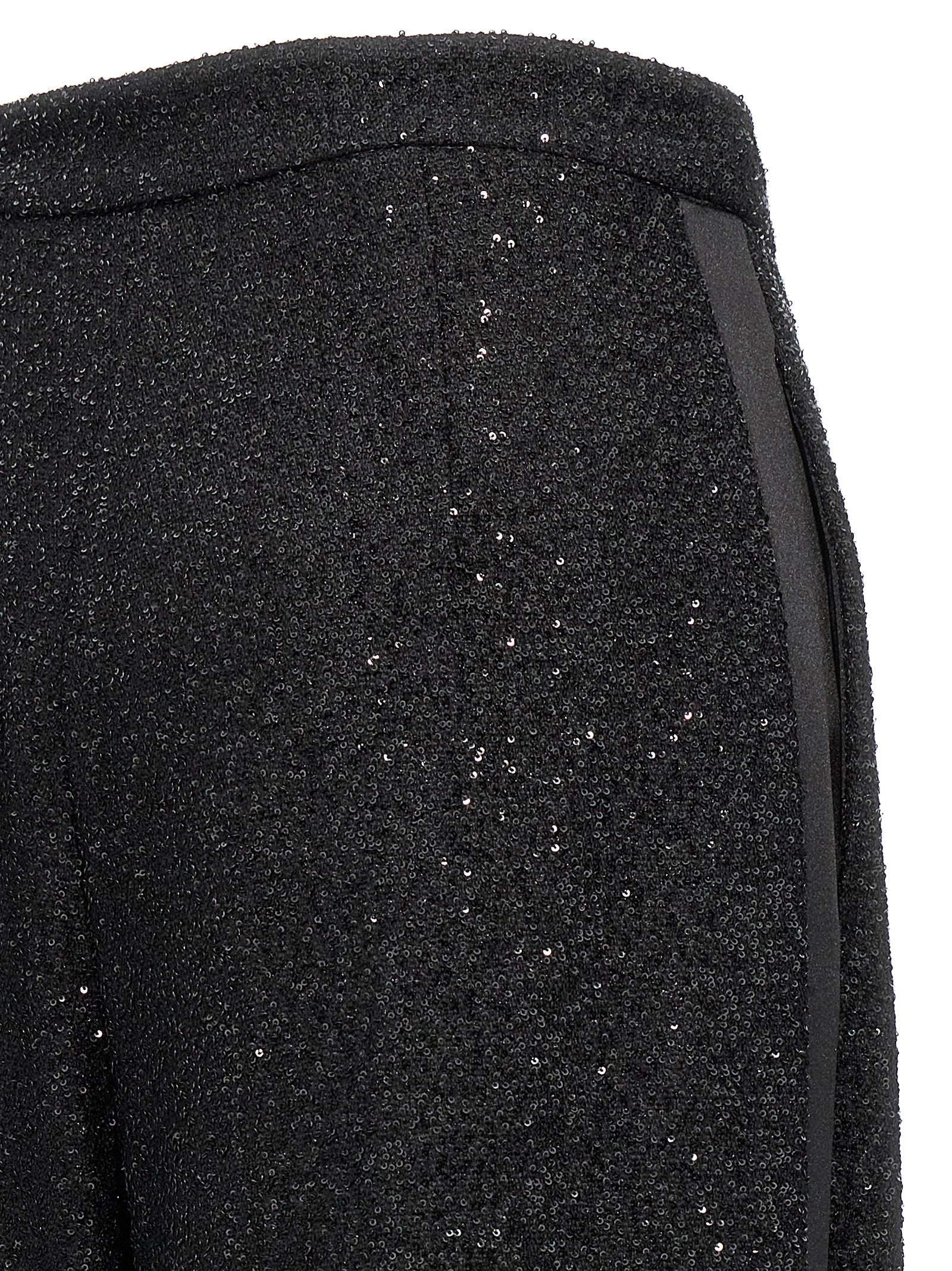 Trousers by Max Mara for women in polyester nylon wool & sequins black features a tailored silhouette with a tailored wide, defined by its long and a sophisticated .