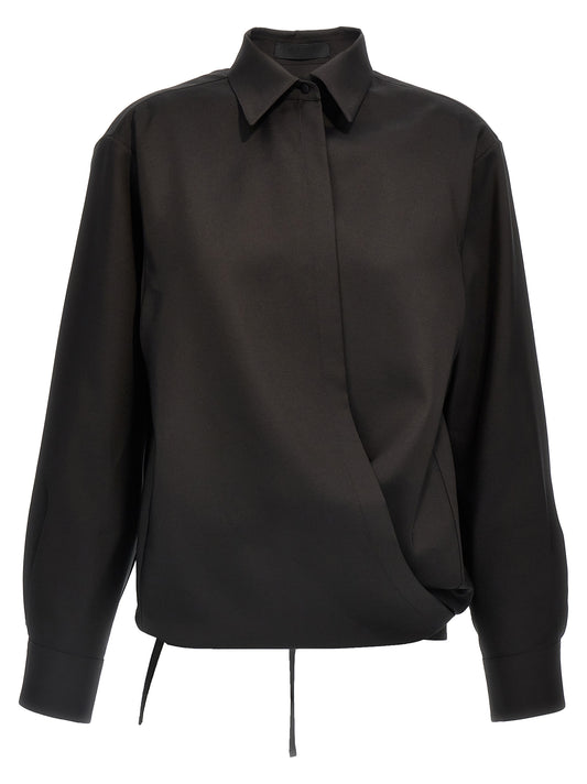 Blouse by Valentino Garavani for women in mohair wool & silk black showcases a sharp silhouette, elegantly detailed with a sharp and sharp .