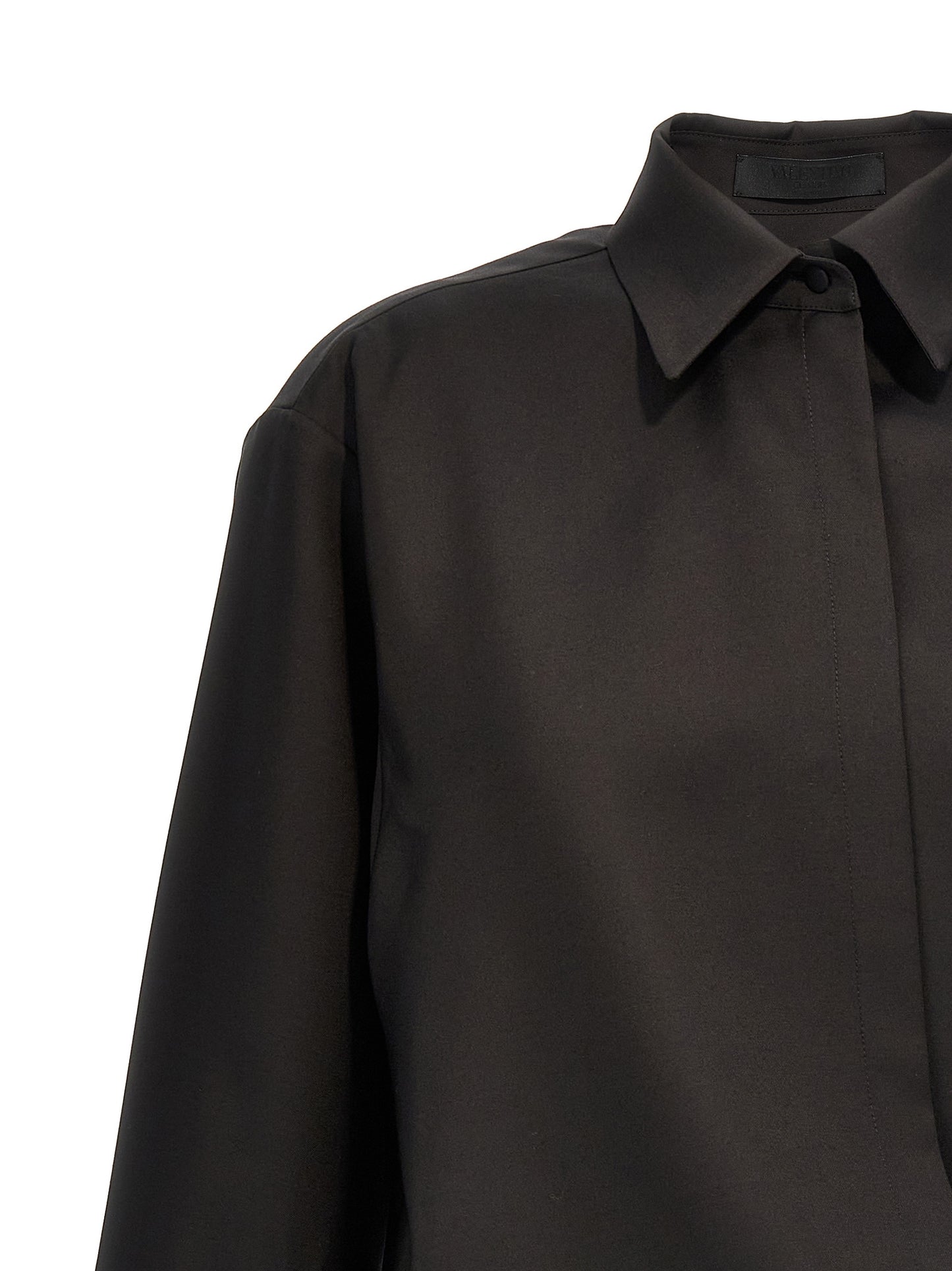 Blouse by Valentino Garavani for women in mohair wool & silk black features an architectural silhouette with a refined and elegant for a architectural look.