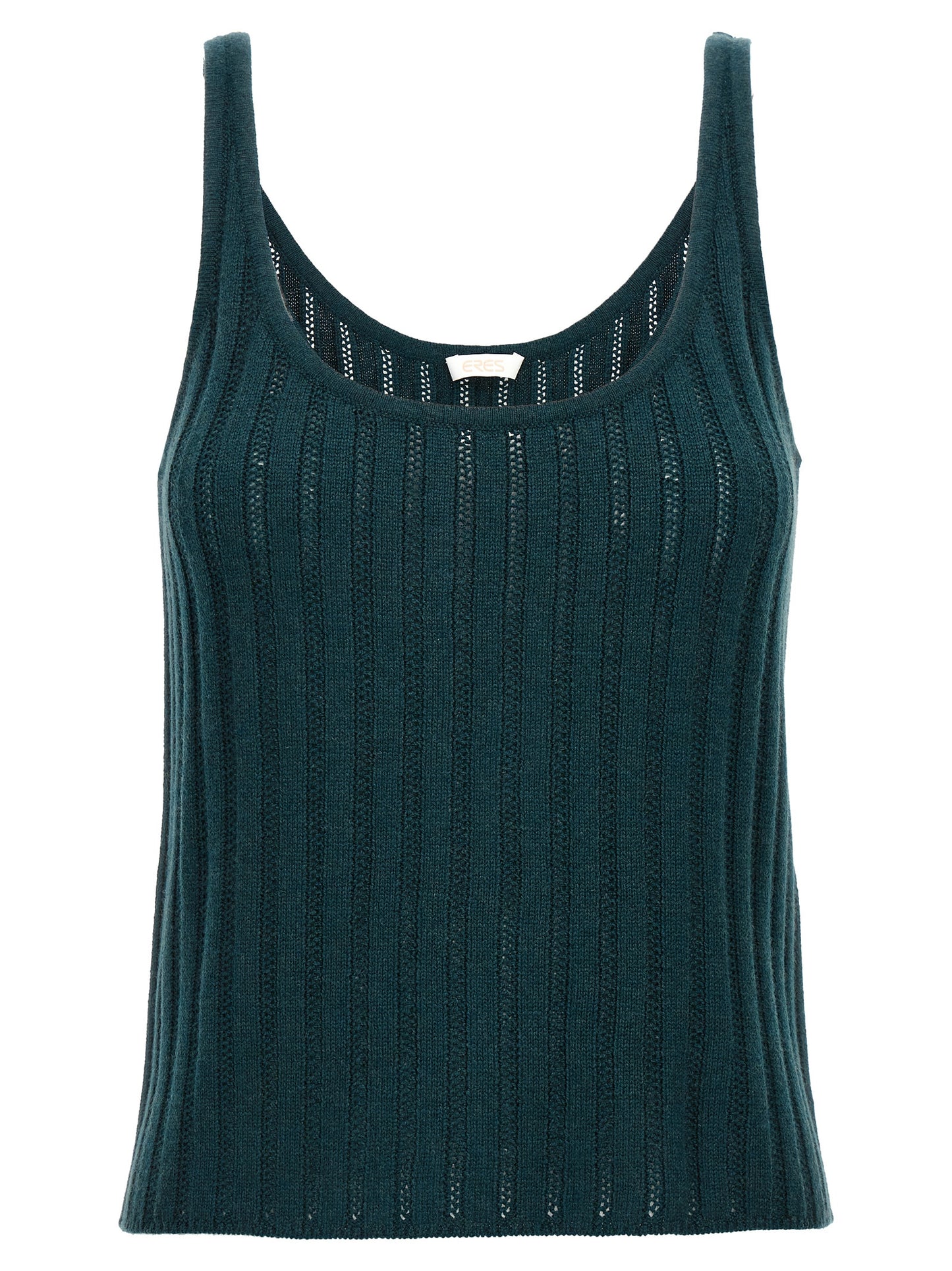 T-Shirt by Eres for women in cashmere bicolour & green features a plush silhouette, showcasing a sophisticated round neckline and sleeveless for a truly plush finish.