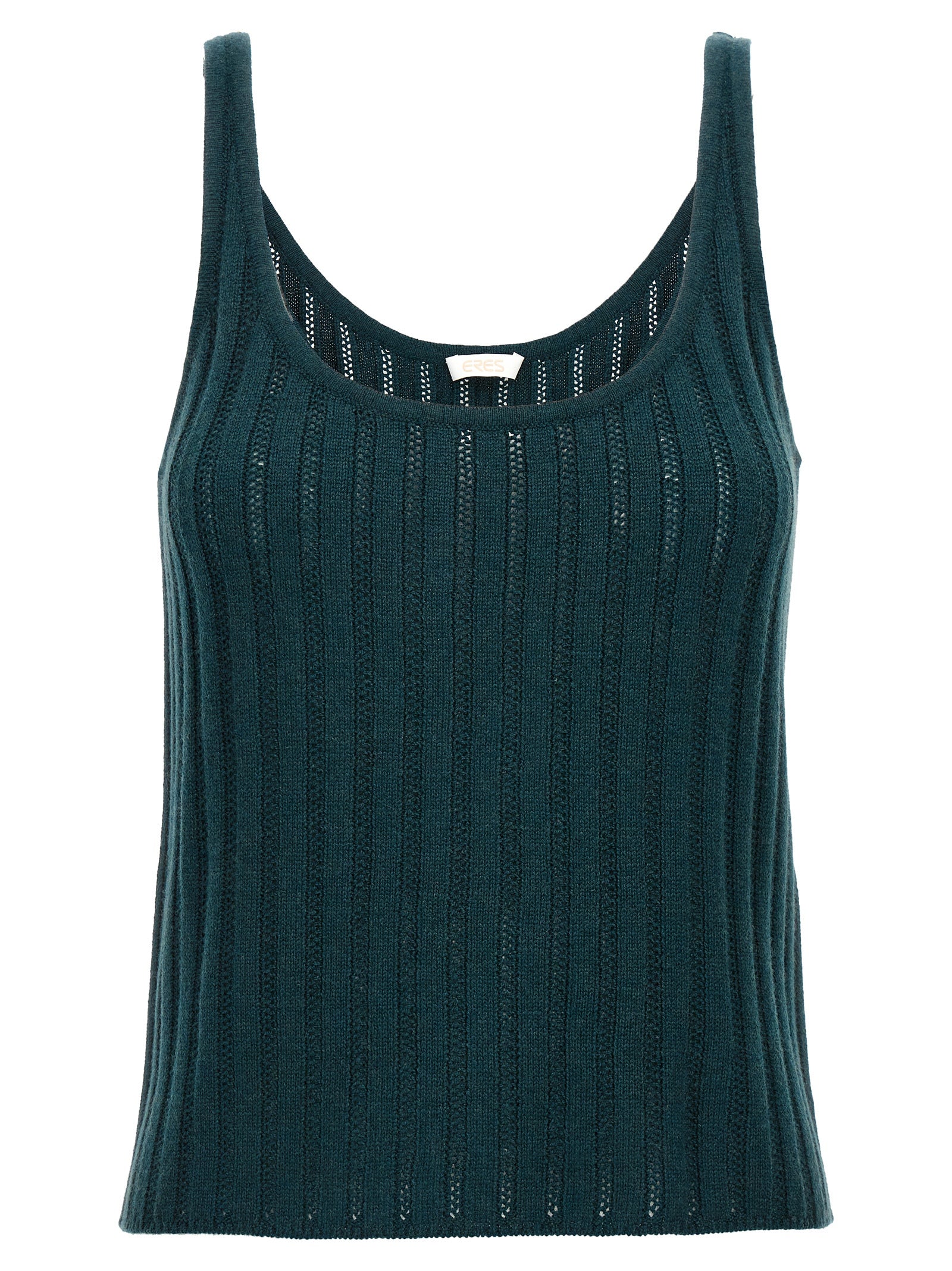 T-Shirt by Eres for women in cashmere bicolour & green features a plush silhouette, showcasing a sophisticated round neckline and sleeveless for a truly plush finish.