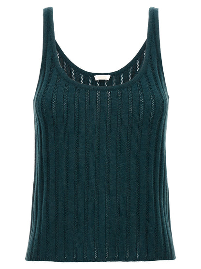 T-Shirt by Eres for women in cashmere bicolour & green features a plush silhouette, showcasing a sophisticated round neckline and sleeveless for a truly plush finish.
