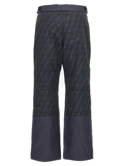 Snow-Ski Pants by Fendi for men in polyamide polyester & denim blue & jacquard features a on trend silhouette, showcasing advanced for an elevated slope look.