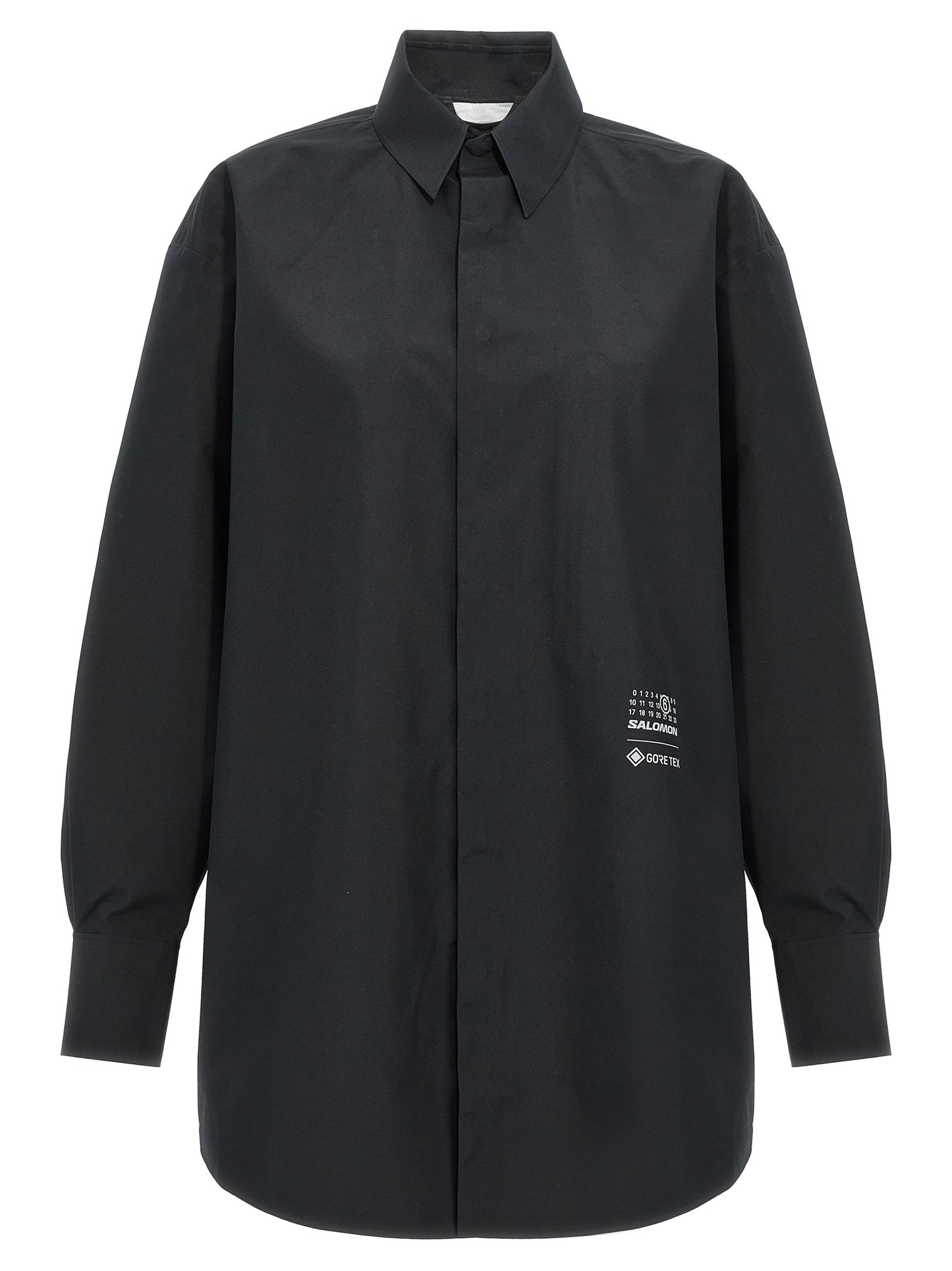 Blouse by MM6 Maison Margiela for women in polyester black showcases a sleek silhouette, elegantly detailed with a sleek and for a sleek finish.