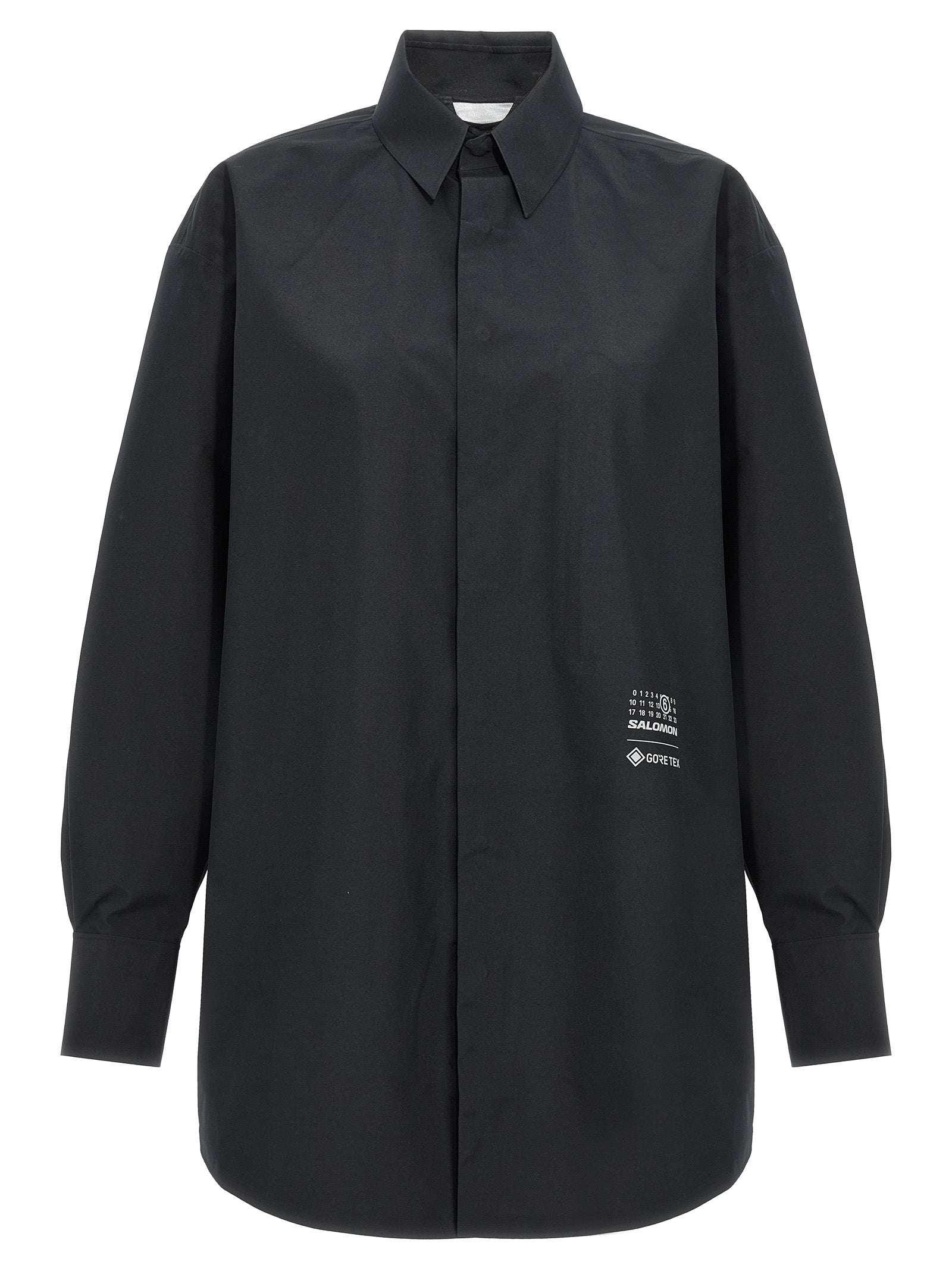 Blouse by MM6 Maison Margiela for women in polyester black showcases a sleek silhouette, elegantly detailed with a sleek and for a sleek finish.