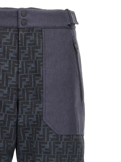 Snow-Ski Pants by Fendi for men in polyamide polyester & denim blue & jacquard features an alpine resort ready silhouette, showcasing advanced for premium cold-weather performance.