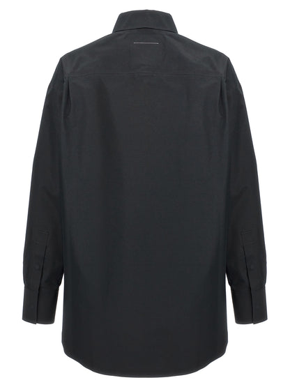 Blouse by MM6 Maison Margiela for women in polyester black features an architectural silhouette with a refined and elegant for a architectural look.