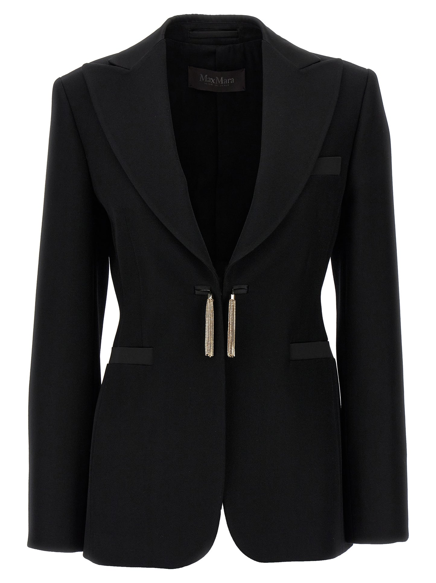Blazer by Max Mara for women in virgin wool black features an crisp silhouette with sophisticated and a crisp for a truly crisp finish.