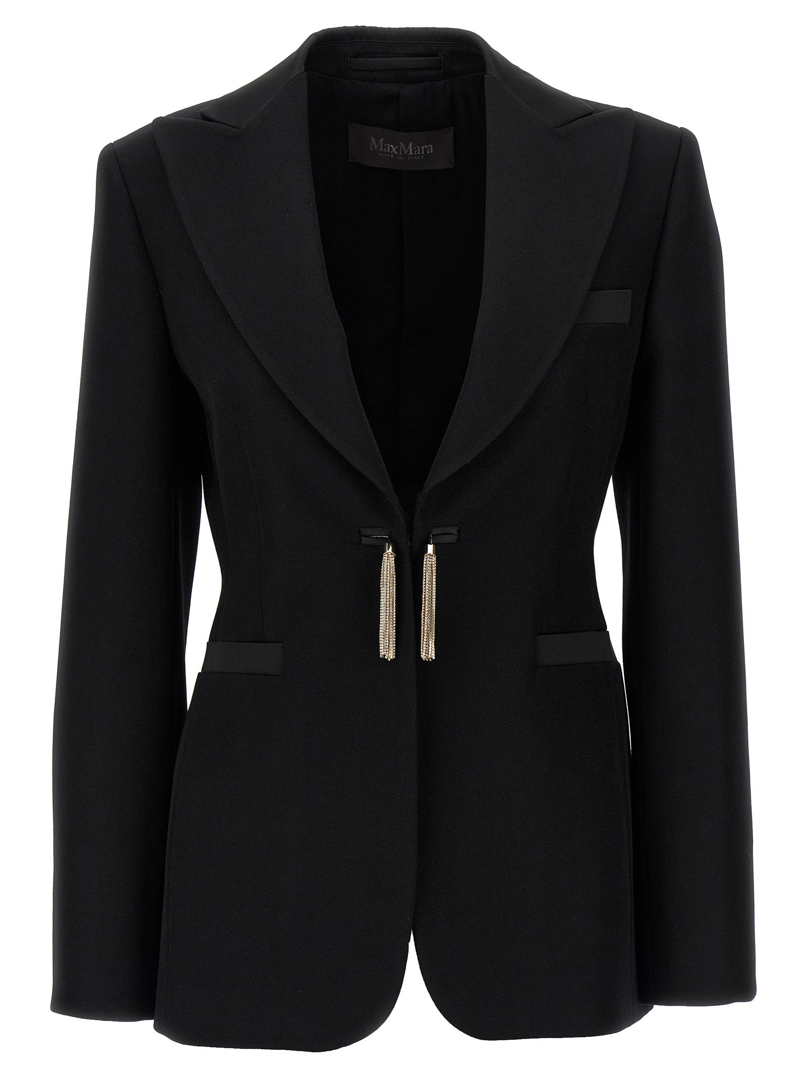 Blazer by Max Mara for women in virgin wool black features an crisp silhouette with sophisticated and a crisp for a truly crisp finish.