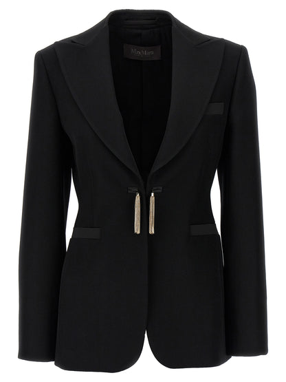 Blazer by Max Mara for women in virgin wool black features an crisp silhouette with sophisticated and a crisp for a truly crisp finish.