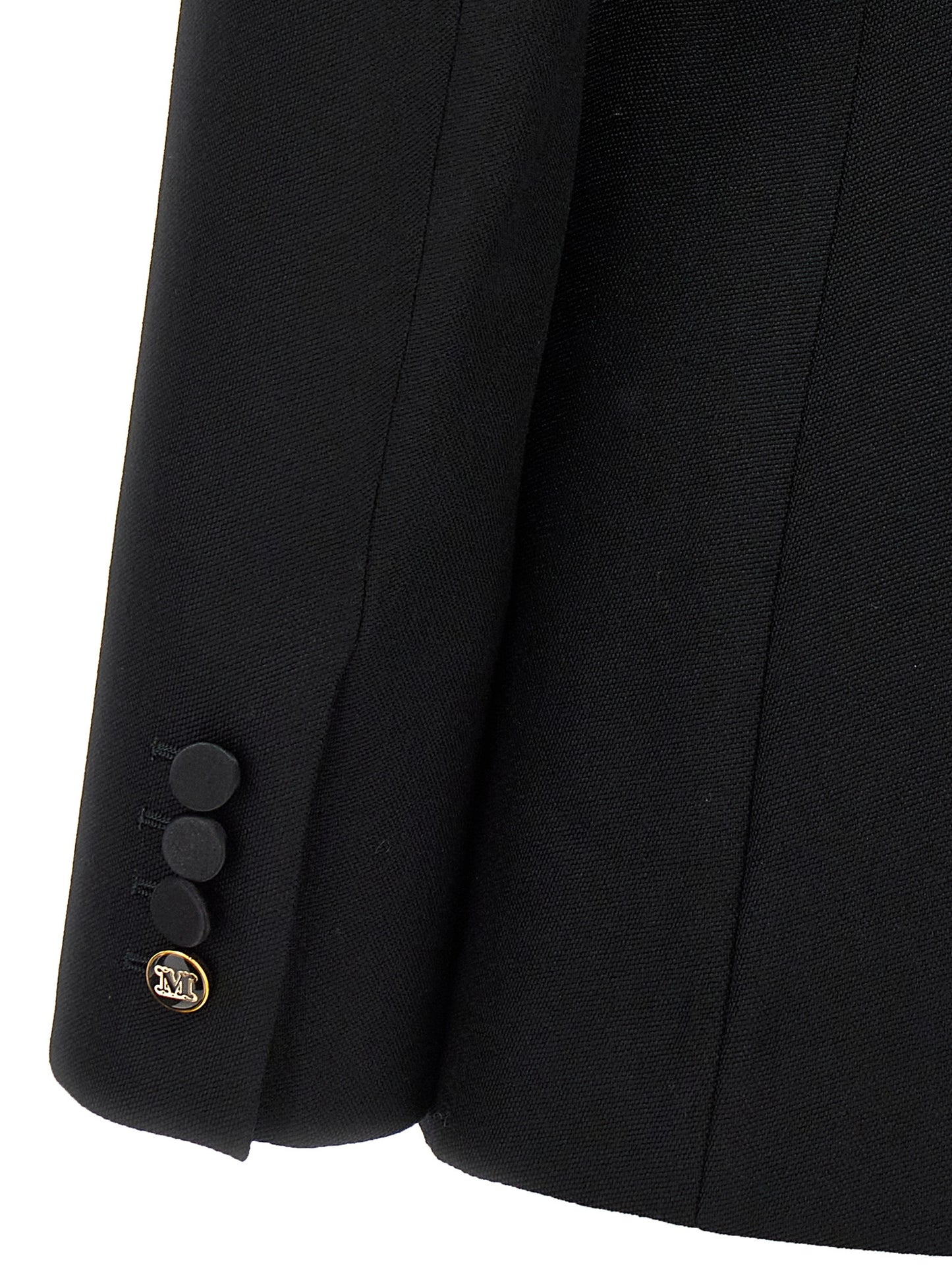 Blazer by Max Mara for women in virgin wool black presents a distinguished silhouette, detailed with a distinguished and distinctive for a truly sophisticated finish.