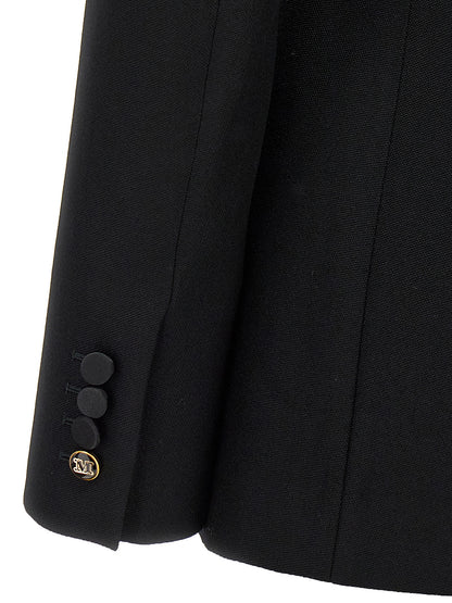 Blazer by Max Mara for women in virgin wool black presents a distinguished silhouette, detailed with a distinguished and distinctive for a truly sophisticated finish.