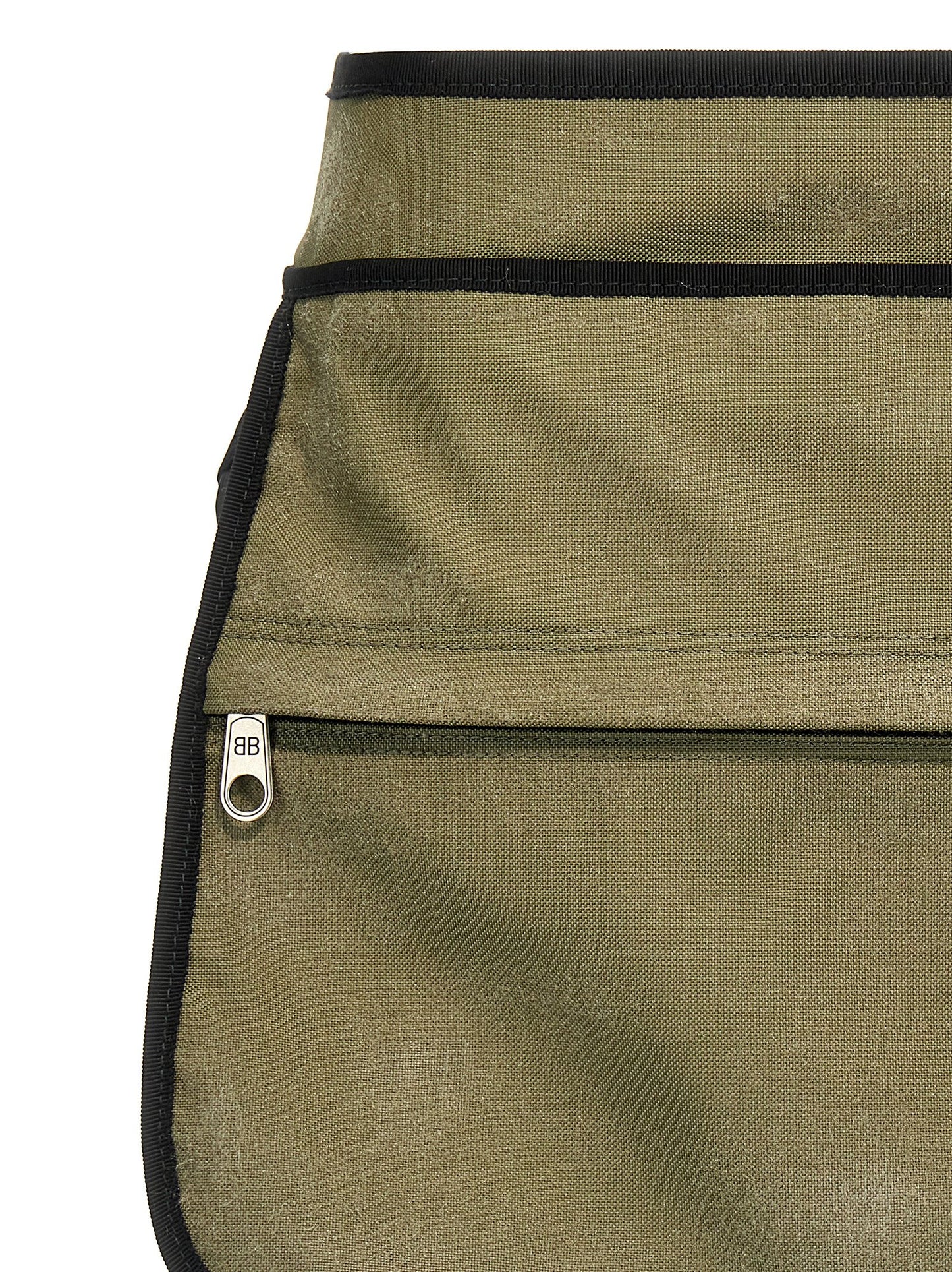 Skirt by Balenciaga for women in nylon bicolour & green showcases a dramatic silhouette, artfully capturing the essence of the Women's Nylon Mini Long Skirt in a dramatic mini long cut for a refined look.