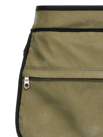 Skirt by Balenciaga for women in nylon bicolour & green showcases a dramatic silhouette, artfully capturing the essence of the Women's Nylon Mini Long Skirt in a dramatic mini long cut for a refined look.