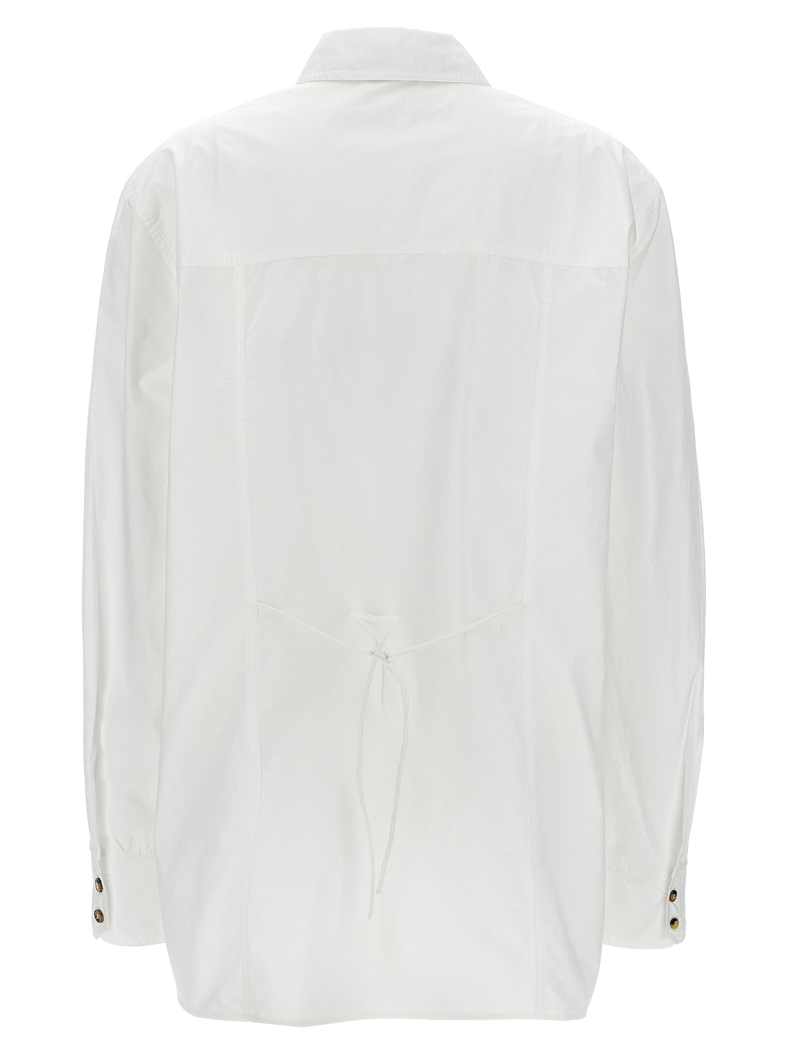 Blouse by Ganni for women in organic cotton white presents a discerning silhouette, showcasing a sophisticated and for a truly discerning finish.