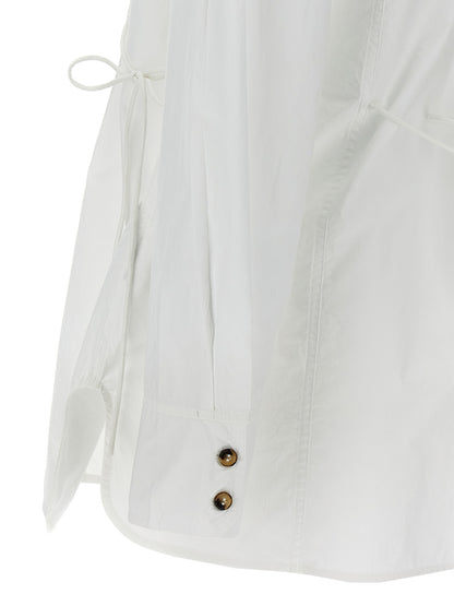 Blouse by Ganni for women in organic cotton white, featuring a nuanced and nuanced for a sophisticated finish.