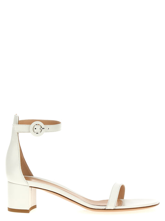 Flat Ankle Strap Sandals by Gianvito Rossi for women in leather white presents a sculptural silhouette, showcasing the Women's Leather Flat Ankle Strap Sandals design with a sculptural flat and for a premium look.
