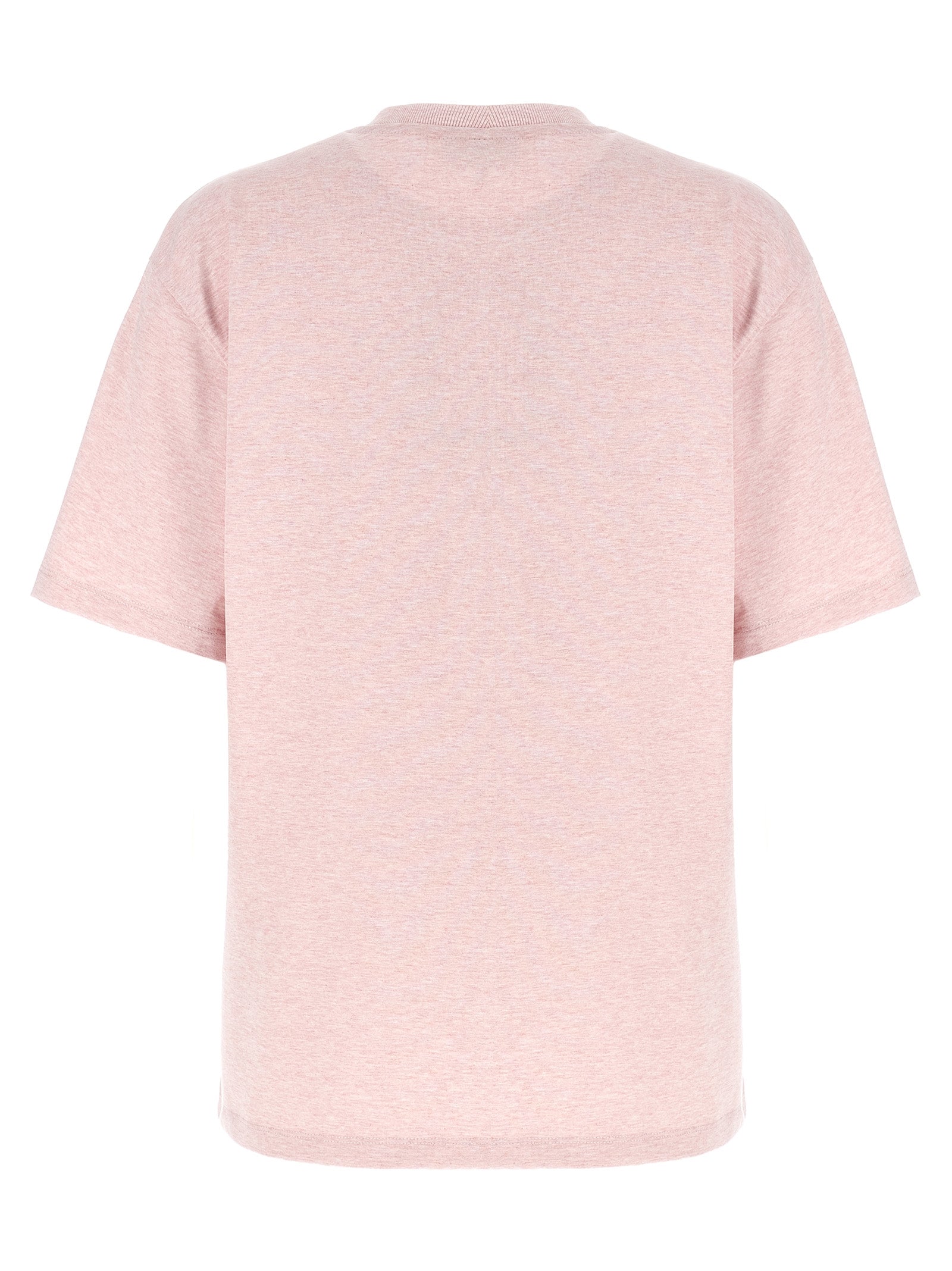 Activewear T-Shirt by Ganni for women in organic cotton & rhinestone multicolor & pink features an athletic silhouette with sleeves and a crew neckline neckline, enhanced by high-performance .