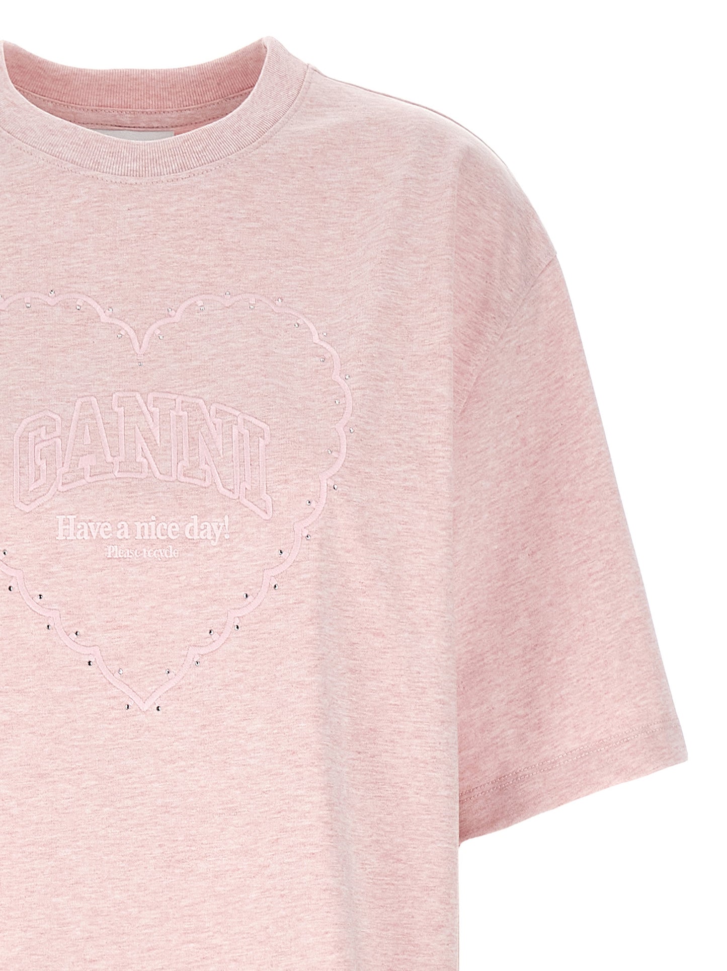 Activewear T-Shirt by Ganni for women in organic cotton & rhinestone multicolor & pink features a versatile silhouette, showcasing a versatile and detailed with high-performance for a premium look.