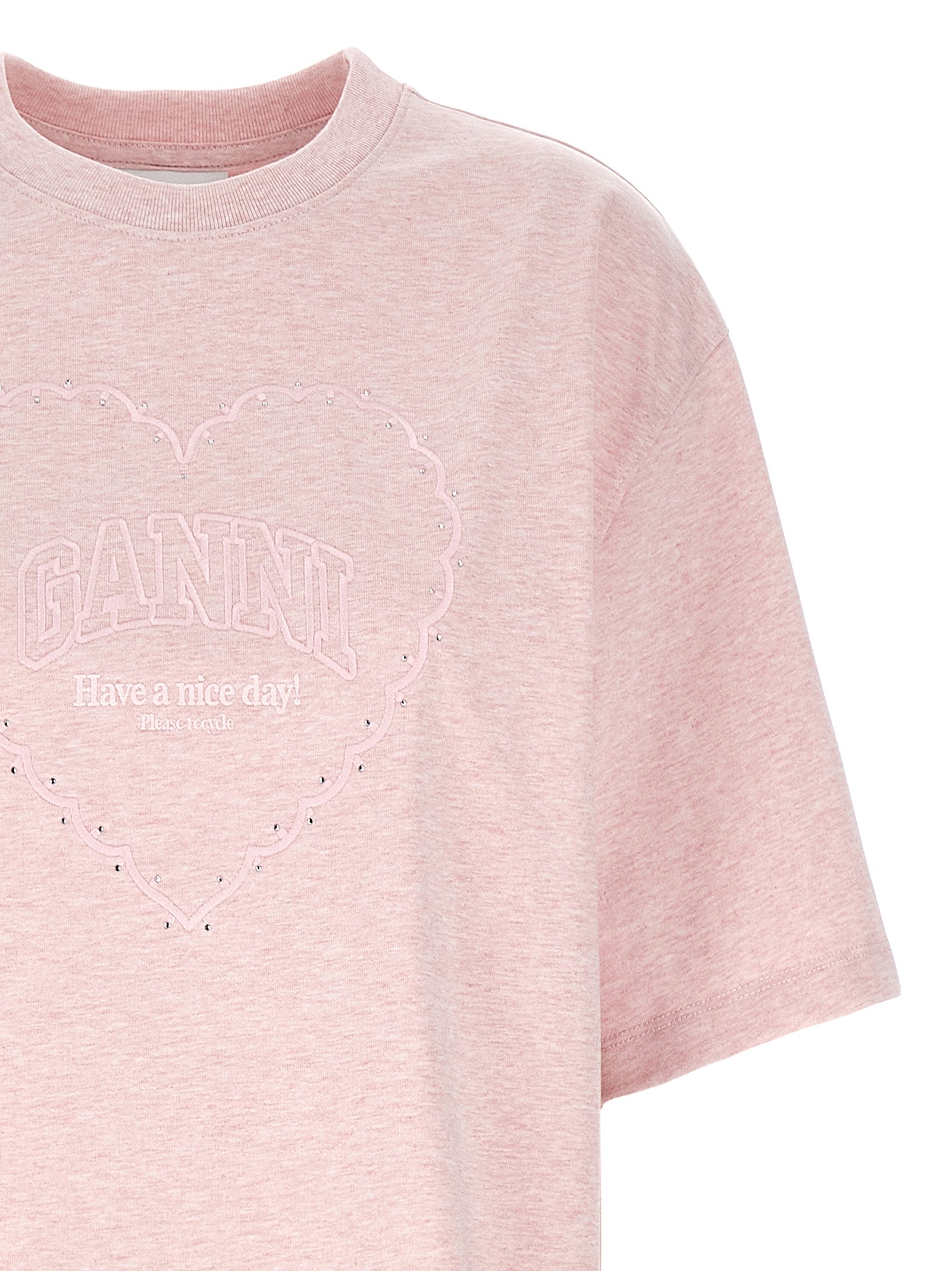 Activewear T-Shirt by Ganni for women in organic cotton & rhinestone multicolor & pink features a versatile silhouette, showcasing a versatile and detailed with high-performance for a premium look.
