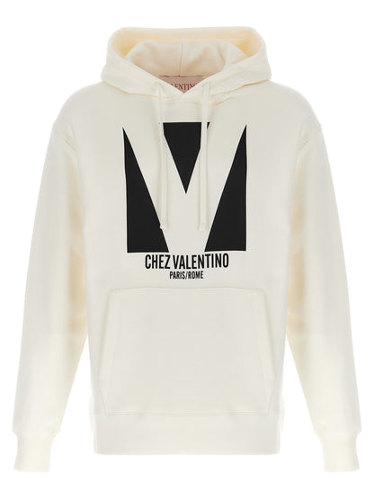 Sweatshirt Hoodie by Valentino Garavani for men in cotton white & print features an luminous silhouette, showcasing a sophisticated hooded neckline and for a truly luminous look.