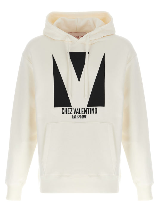 Sweatshirt Hoodie by Valentino Garavani for men in cotton white & print features an luminous silhouette, showcasing a sophisticated hooded neckline and for a truly luminous look.